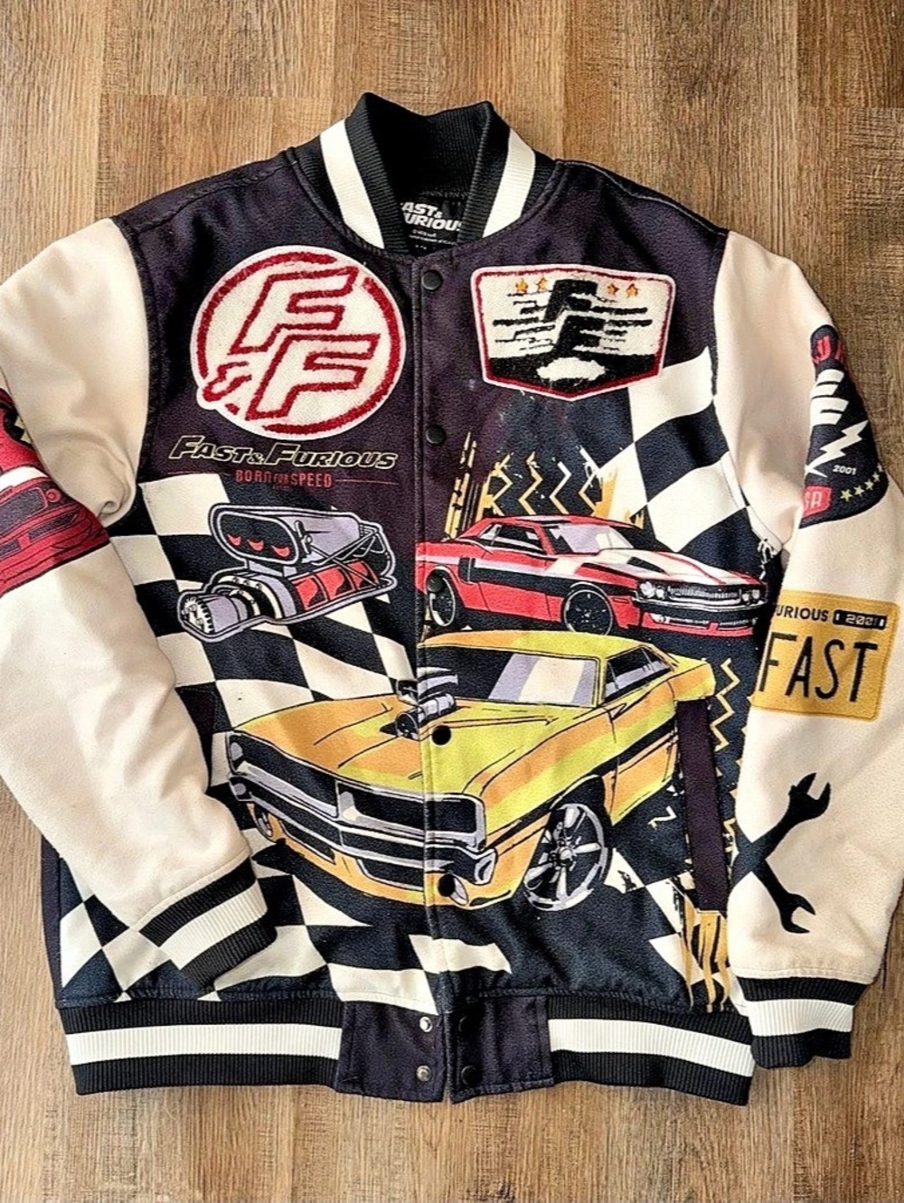 Fast & Furious Racing Jacket Black White Size Medium Like New